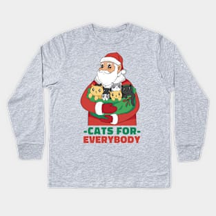 Santa Cats For Everyone Kids Long Sleeve T-Shirt